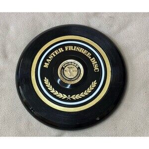 Wham-O Master Frisbee Black Gold Disc Sports Flying Disc 1973 San Gabriel CA